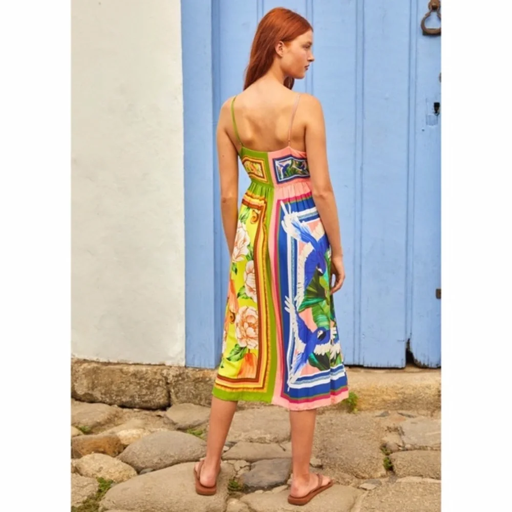 NEW Farm Rio Double Scarves Pastel Midi Dress Small - Picture 4 of 13